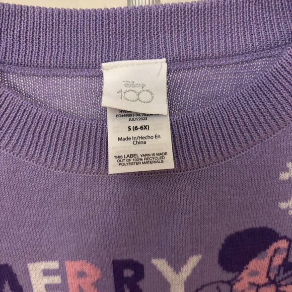 Disney 100th Mickey Mouse and Friends Long Sleeve Sweater-Purple Xsmall 4-5 - Picture 4 of 4